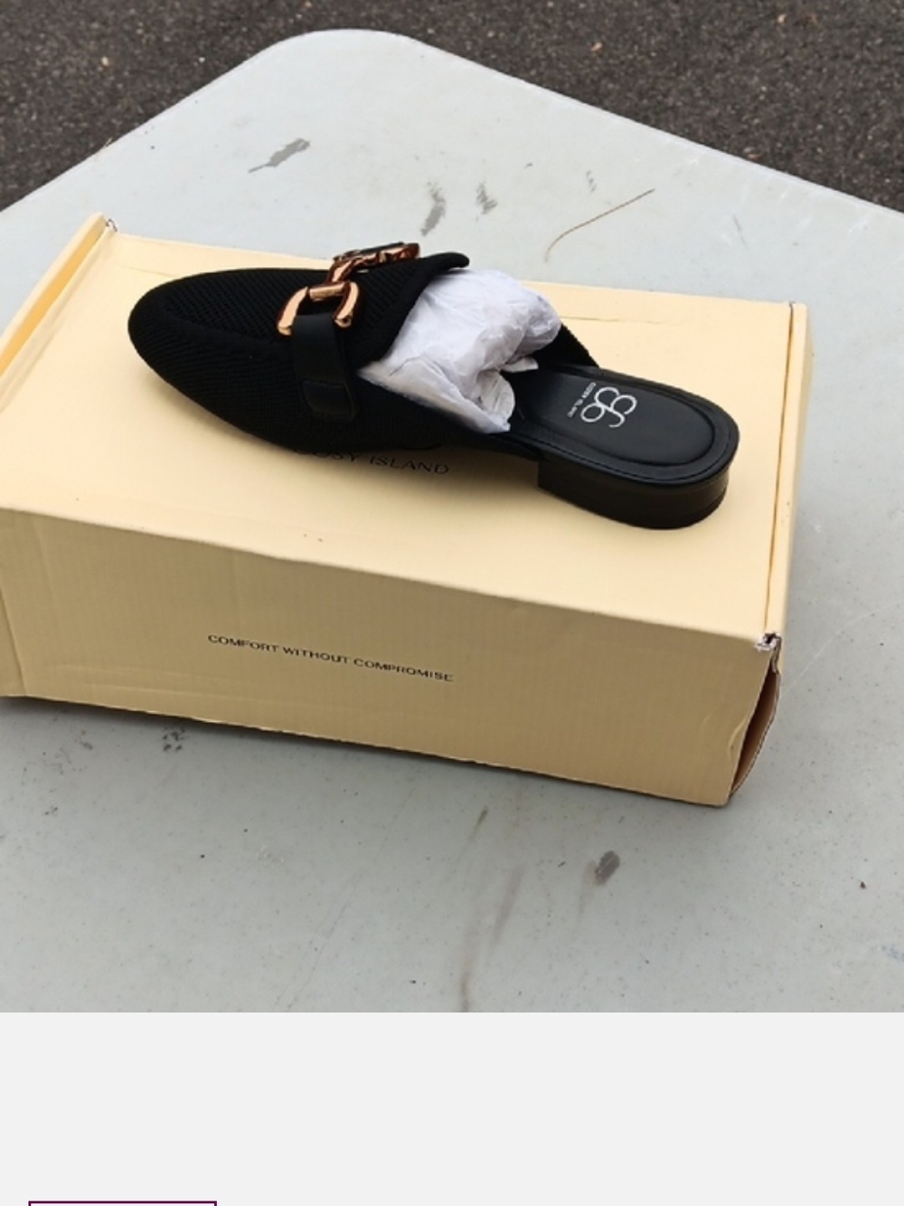 Classic Black Mule with Gold Chain Accent by Unknown Brand